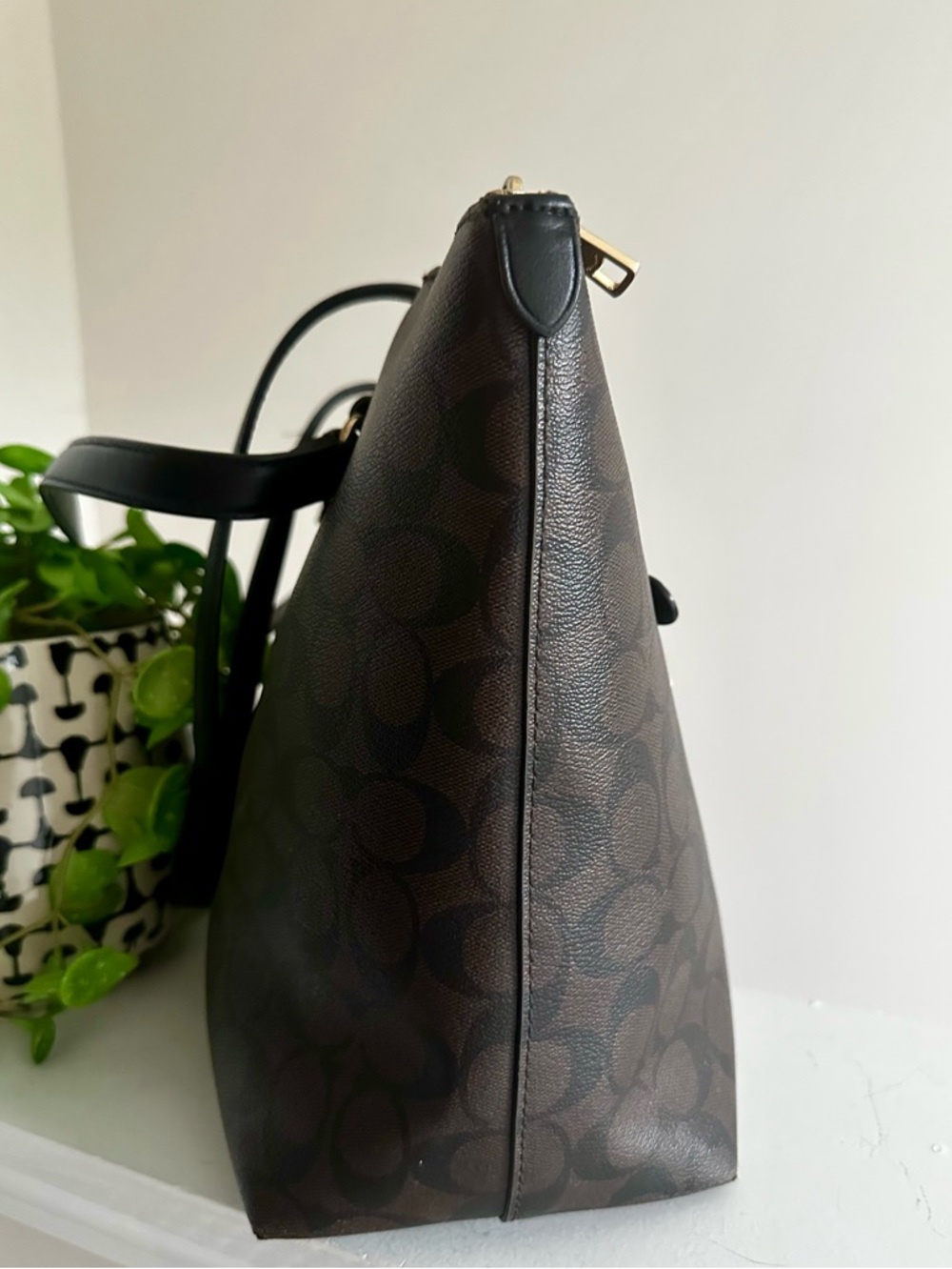 COACH Signature Brown Gallery Tote Bag with Gold Hardware - Picture 10 of 15